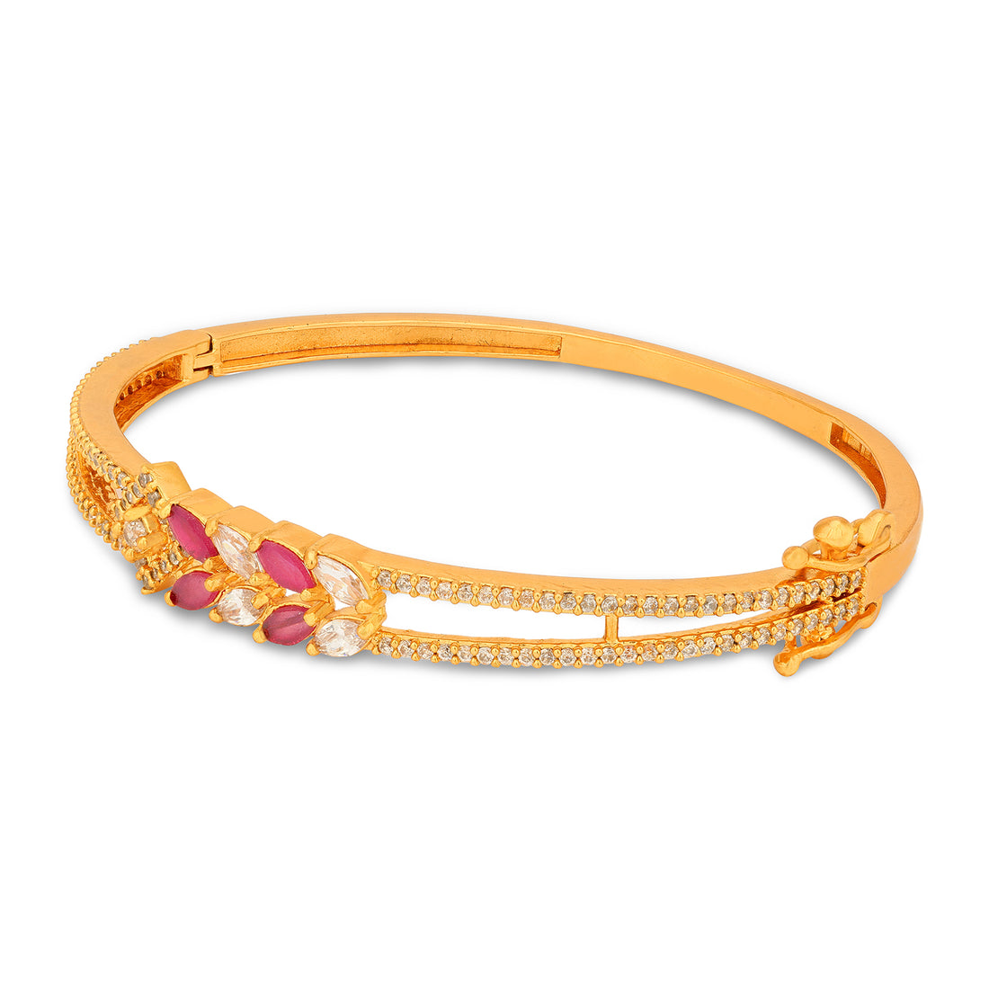 925 Gold Plated floral Marquise Shaped Kada For Women