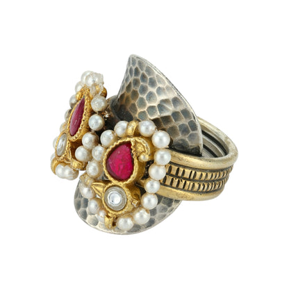 925 Sterling Silver Vintage Pink Cluster Rings for Women