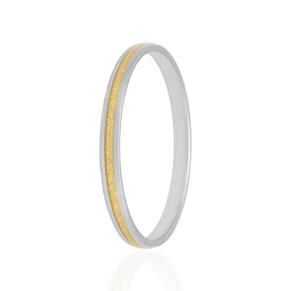 925 Silver Duskline Monarch Yellow Gold Center Kada for Men
