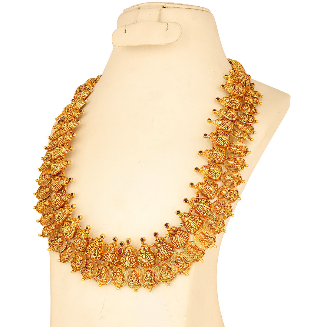 925 Silver Gold Plated Double Layer Kaasumalai Haram for Women