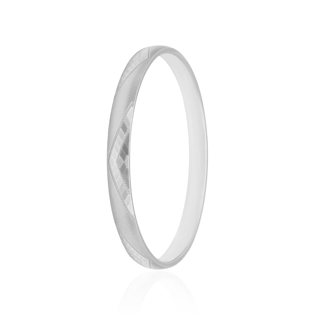 925 Silver Valor V Cut Chevron Rhodium Plated Kada for Men