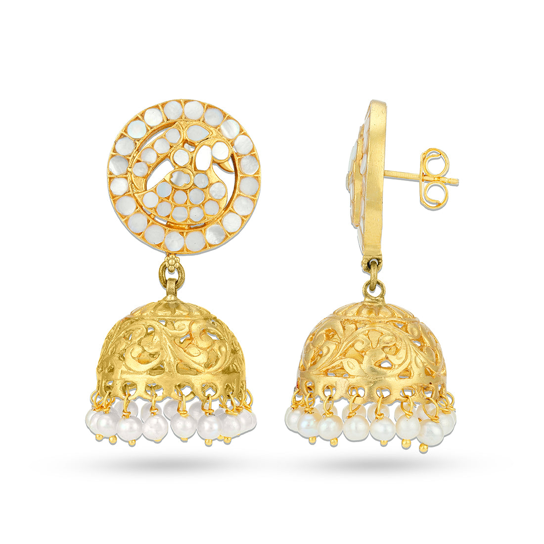 925 Sterling Silver Elegant Filigree Jhumka Earrings for Women