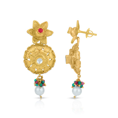 925 Sterling Silver Floral Cascade Pearl Earrings for Women