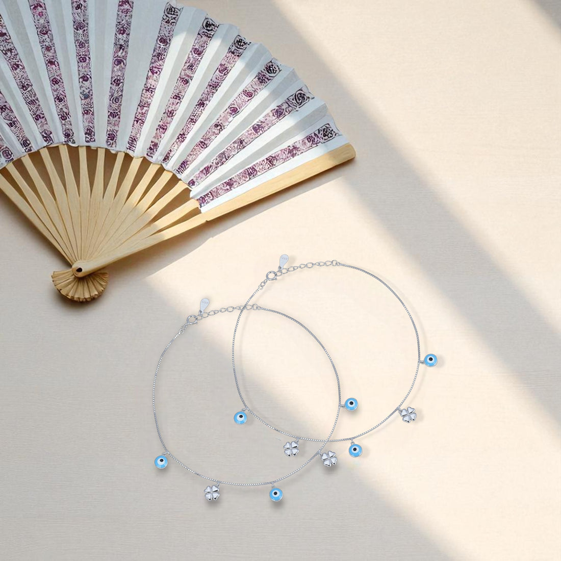 925 Sterling Silver Charming Clover Glance Anklet For Women