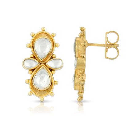 925 Sterling Silver Classic Elongated Vertical Kundan Earrings for Women