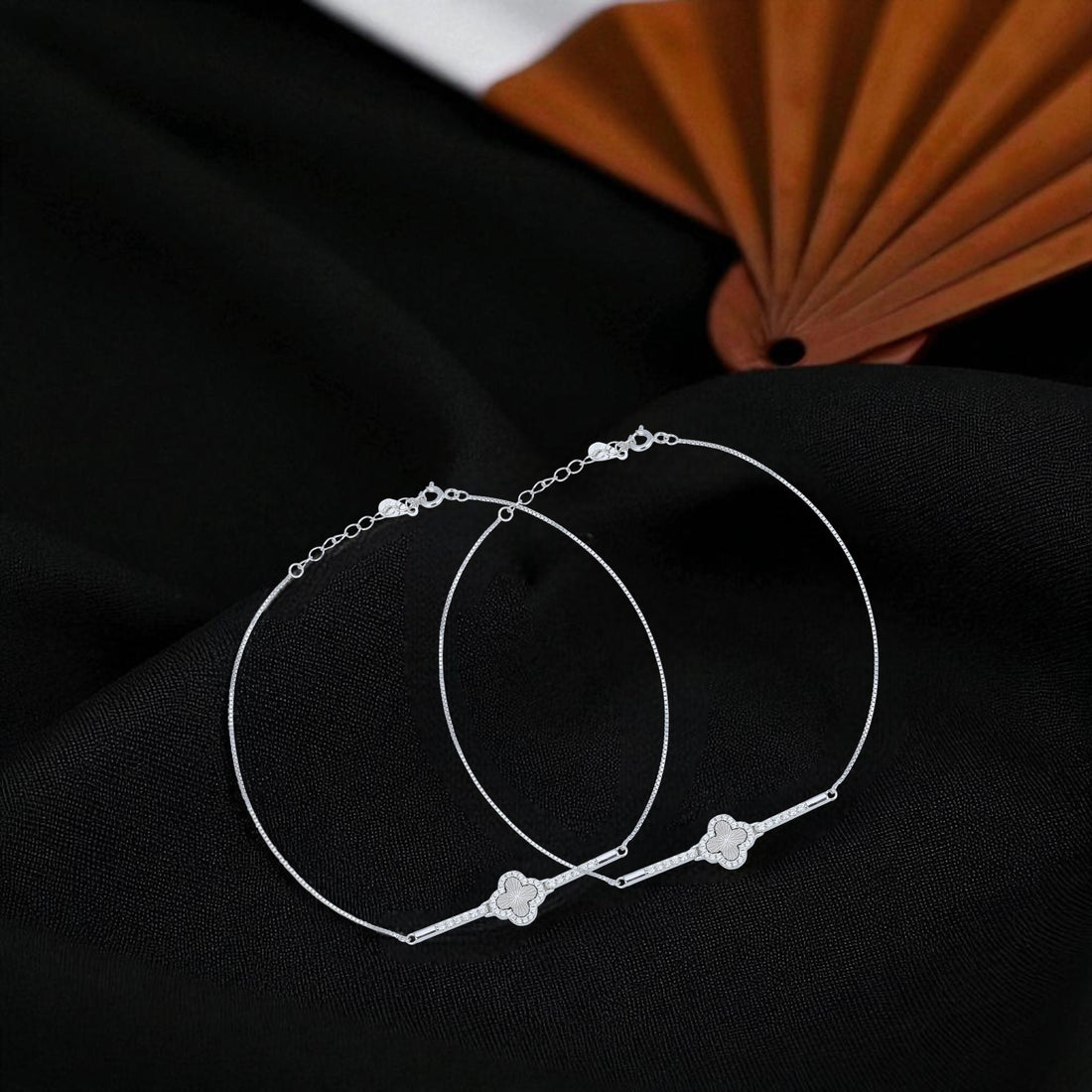 925 Sterling Silver Clover Bloom Elegance Anklet For Women