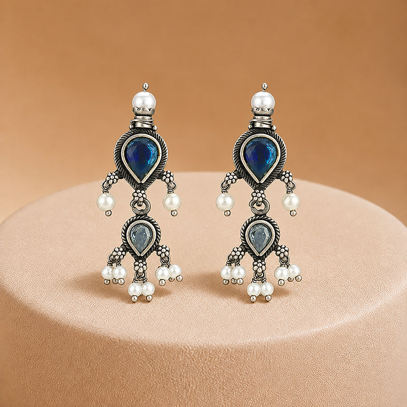 925 Sterling Silver Dual Teardrop Dangle Earrings for Women
