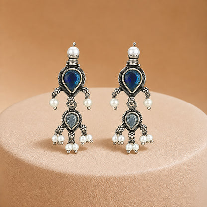 925 Sterling Silver Dual Teardrop Dangle Earrings for Women