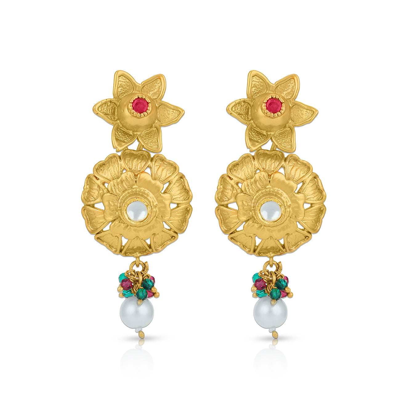 925 Sterling Silver Floral Cascade Pearl Earrings for Women