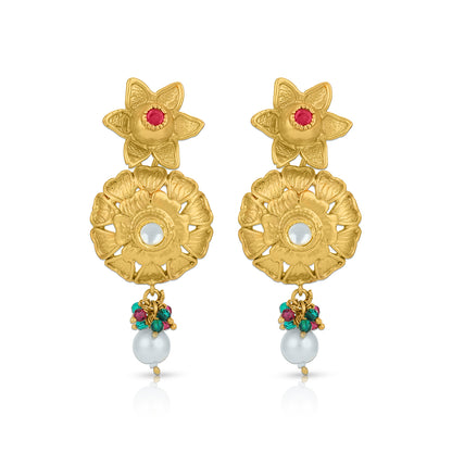 925 Sterling Silver Floral Cascade Pearl Earrings for Women