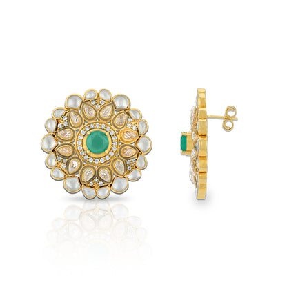 925 Sterling Silver Floral Green Pearl Earrings for Women