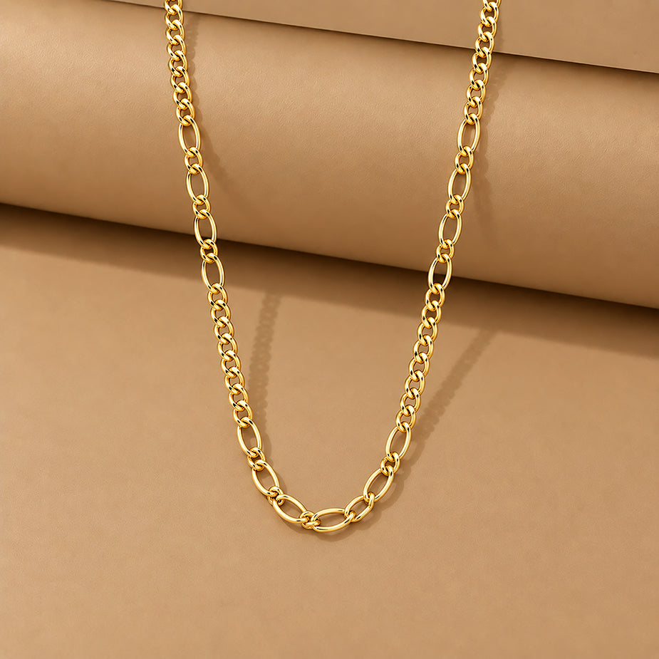 925 Sterling Silver Gold Plated Orbit Twist Link Chain for Men