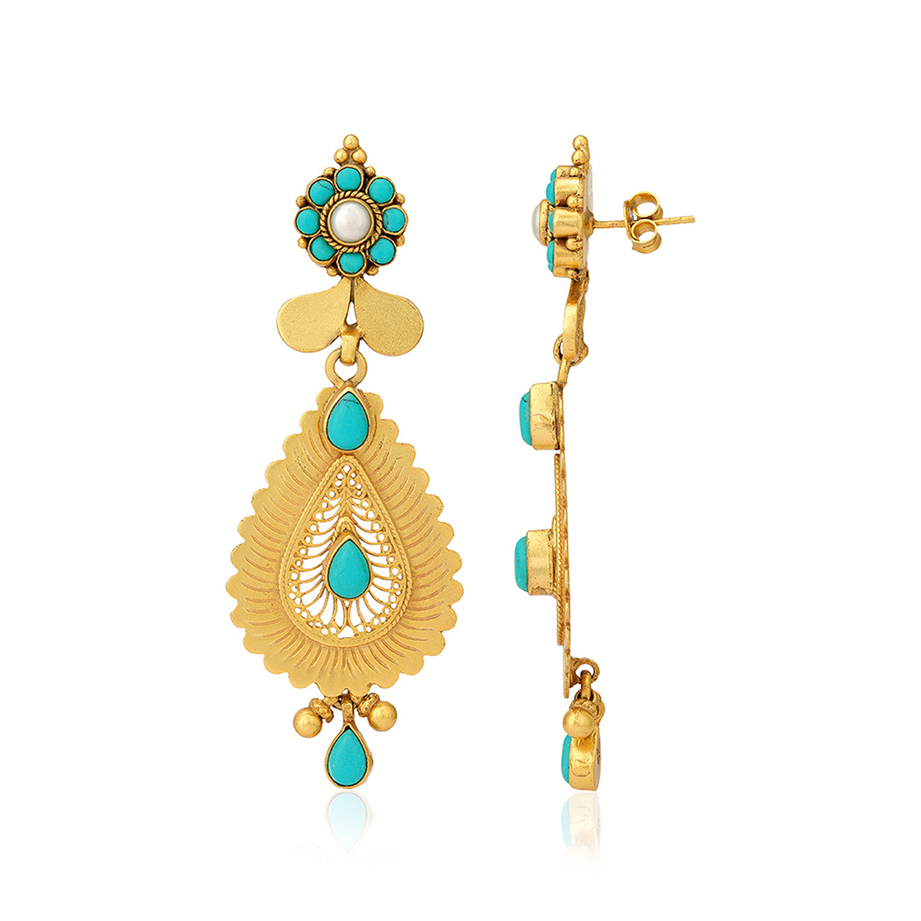 925 Sterling Silver Golden Teardrop Charm Earrings for Women