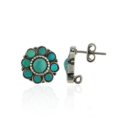925 Sterling Silver Multi-Stone Turquoise Earrings for Women