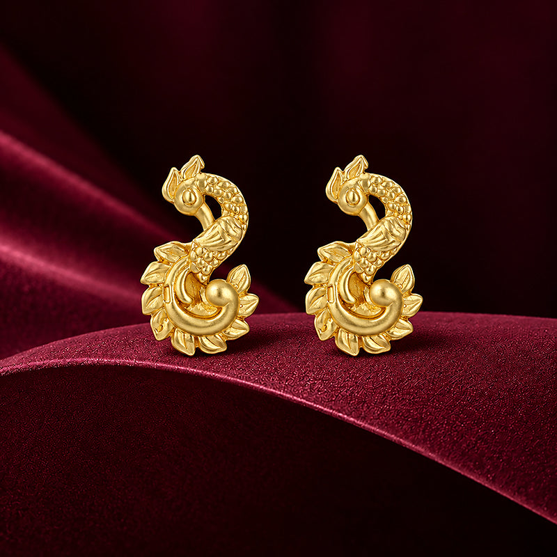 925 Sterling Silver Peacock Feather Inspired Stud for Women