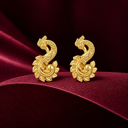 925 Sterling Silver Peacock Feather Inspired Stud for Women