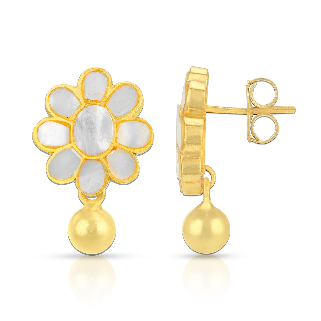 925 Sterling Silver Royal Floral Pearl Drop Earrings for Women