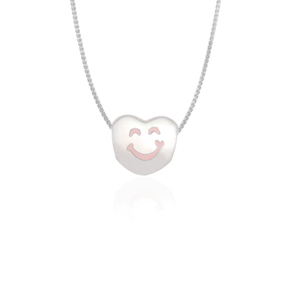 925 Sterling Silver Smiley Soul Heart Charm Pendant for Women