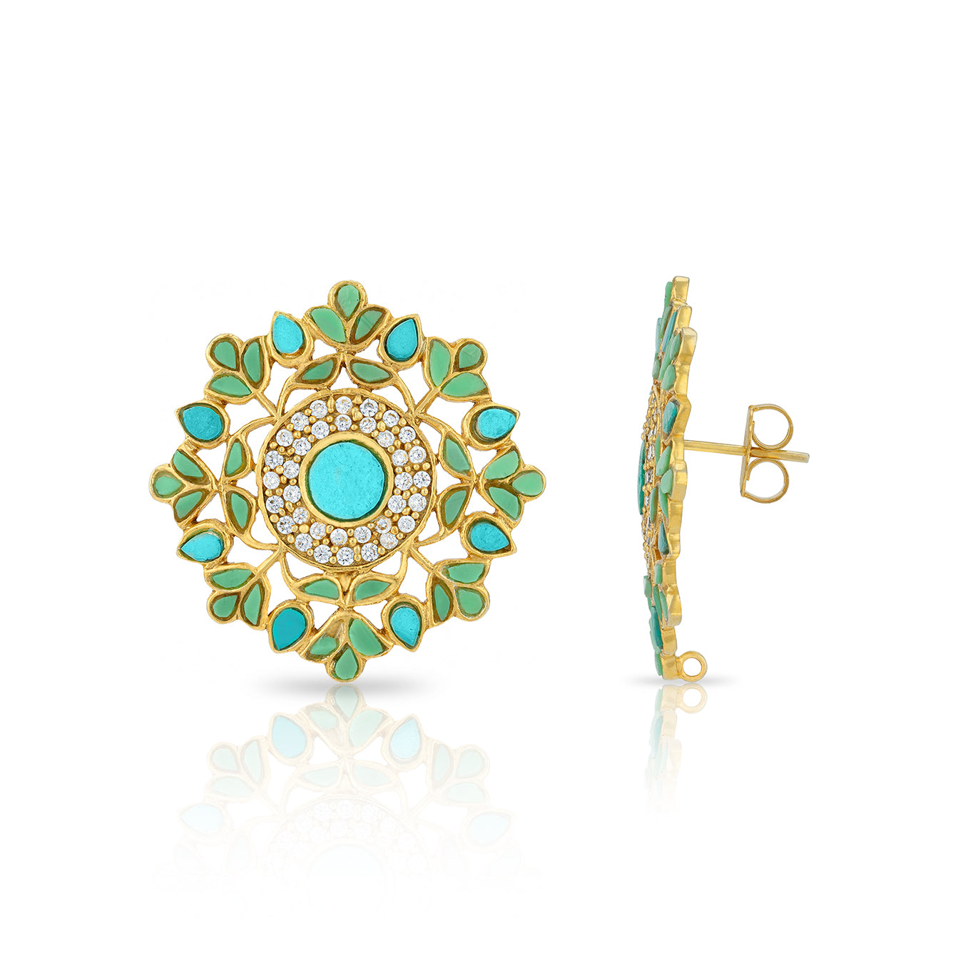 925 Sterling Silver sapphire Multi Floral  Earrings for Women