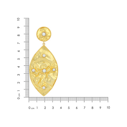 925 Sterling Silver Pearl Touched Golden Leaf  Earrings for women