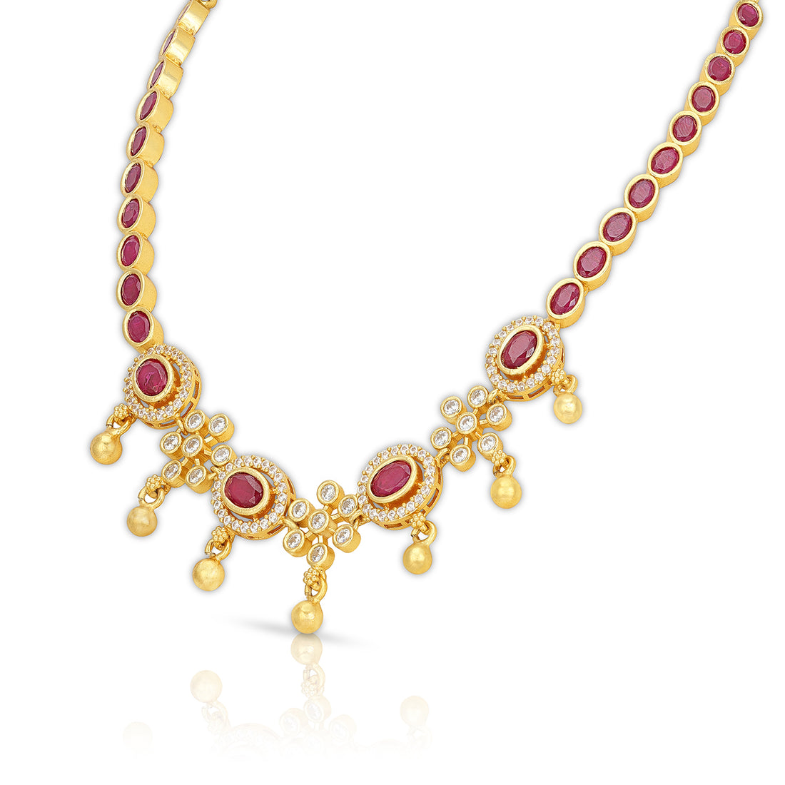 925 Sterling Silver Ancestral Ruby Crystal Drop Necklace for Women