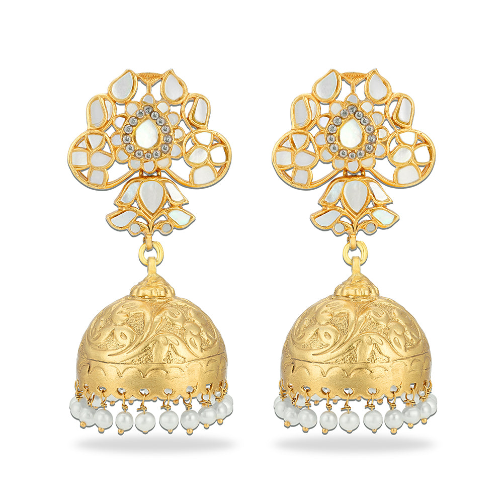 925 Sterling Silver Antique Pearl Radiance Jhumkas for Women