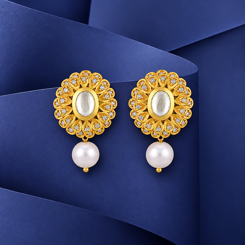 925 Sterling Silver Antique Sunflower Pearl Earrings for Earrings