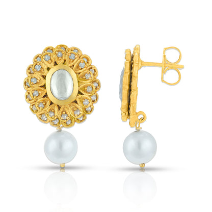 925 Sterling Silver Antique Sunflower Pearl Earrings for Earrings