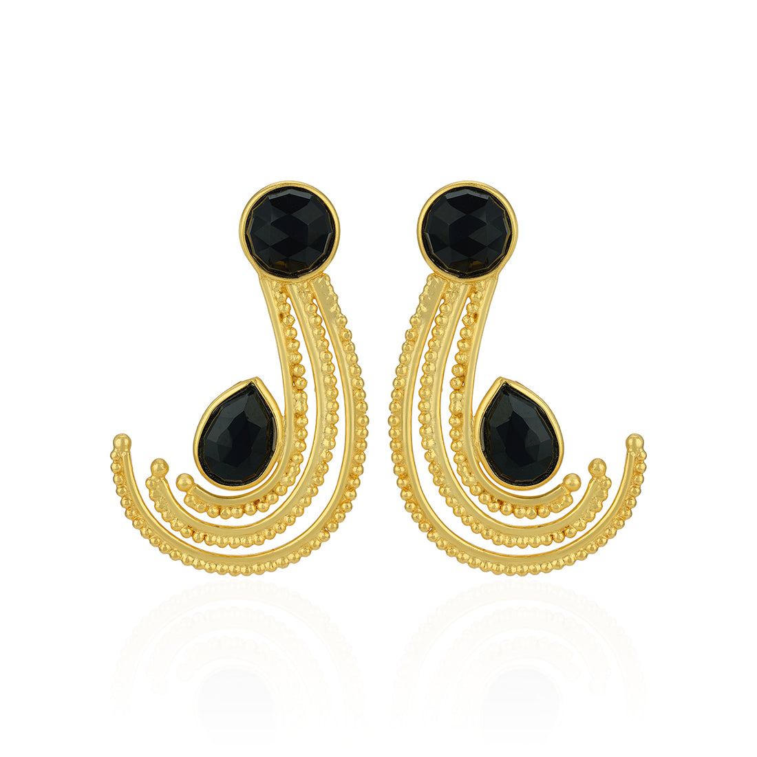 925 Sterling Silver Beaded Crescent Earrings for Women