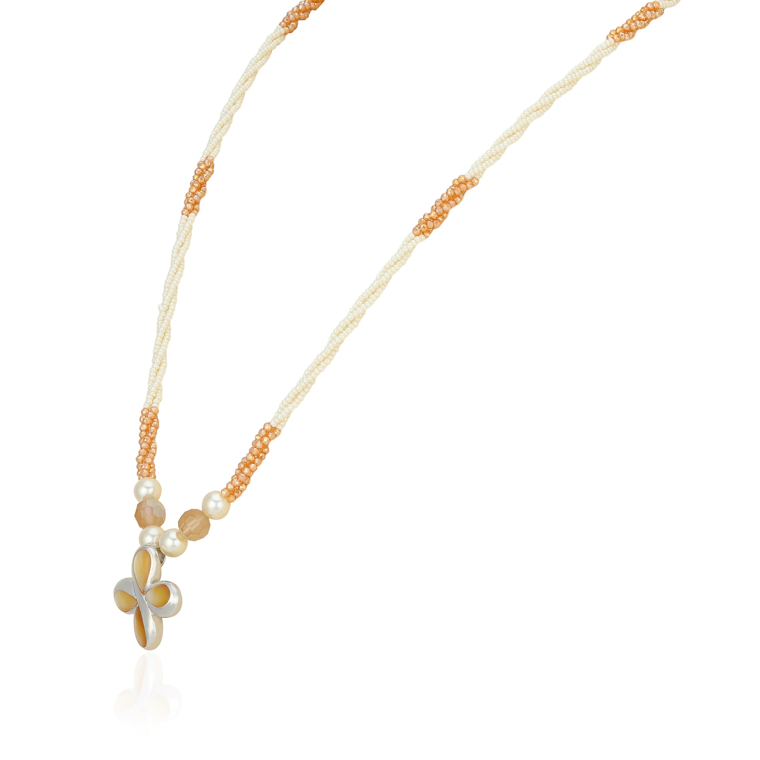 925 Sterling Silver Braided Floral Charm Haram for Women