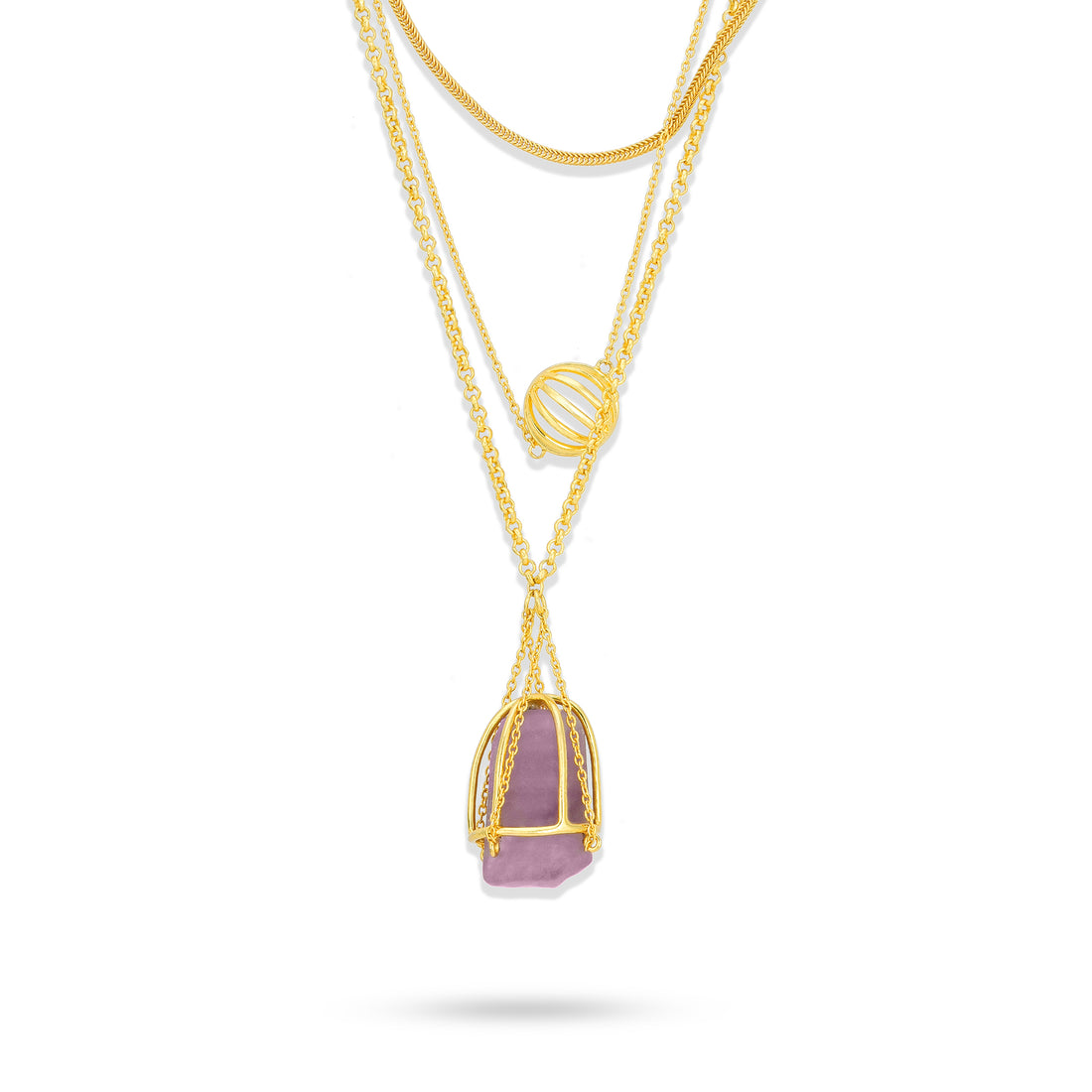 925 Sterling Silver Cascading Multi-Strand Shield Chain Pendant for Women