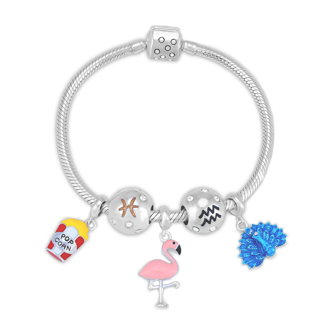 925 Sterling Silver Celestial Clasp Charm Bracelet for Women