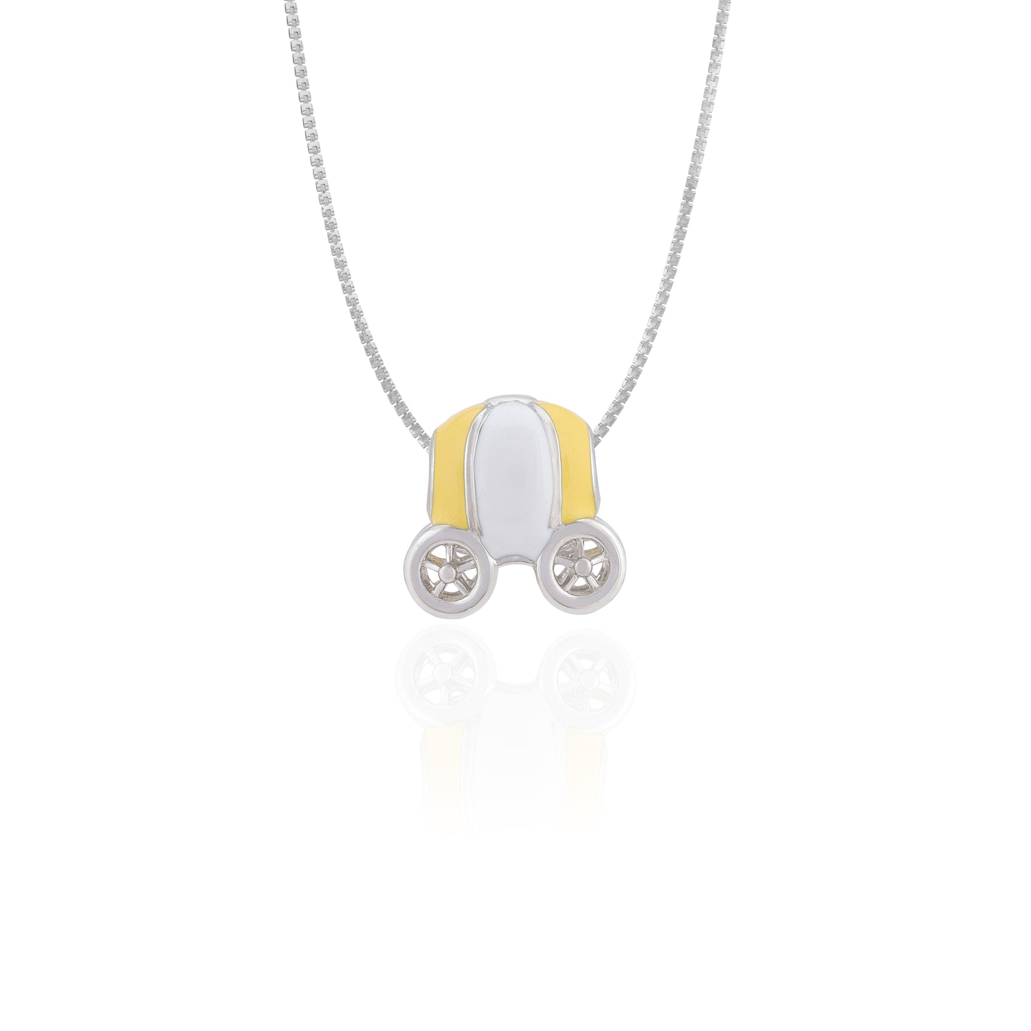 925 Sterling Silver Citrine Fantasy Carriage Charm Pendant for Women