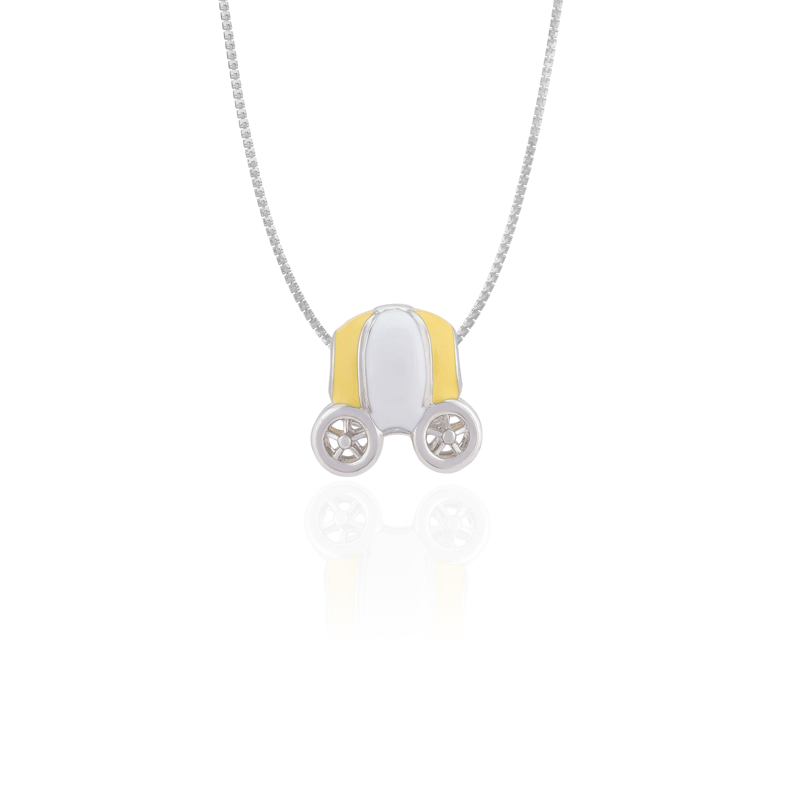 925 Sterling Silver Citrine Fantasy Carriage Charm Pendant for Women