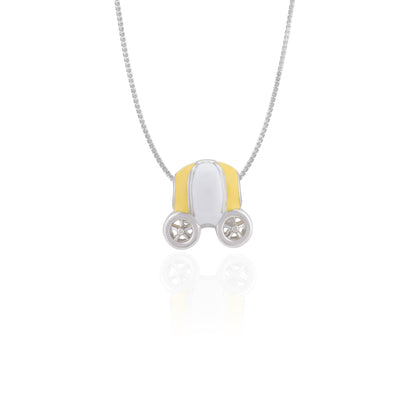 925 Sterling Silver Citrine Fantasy Carriage Charm Pendant for Women