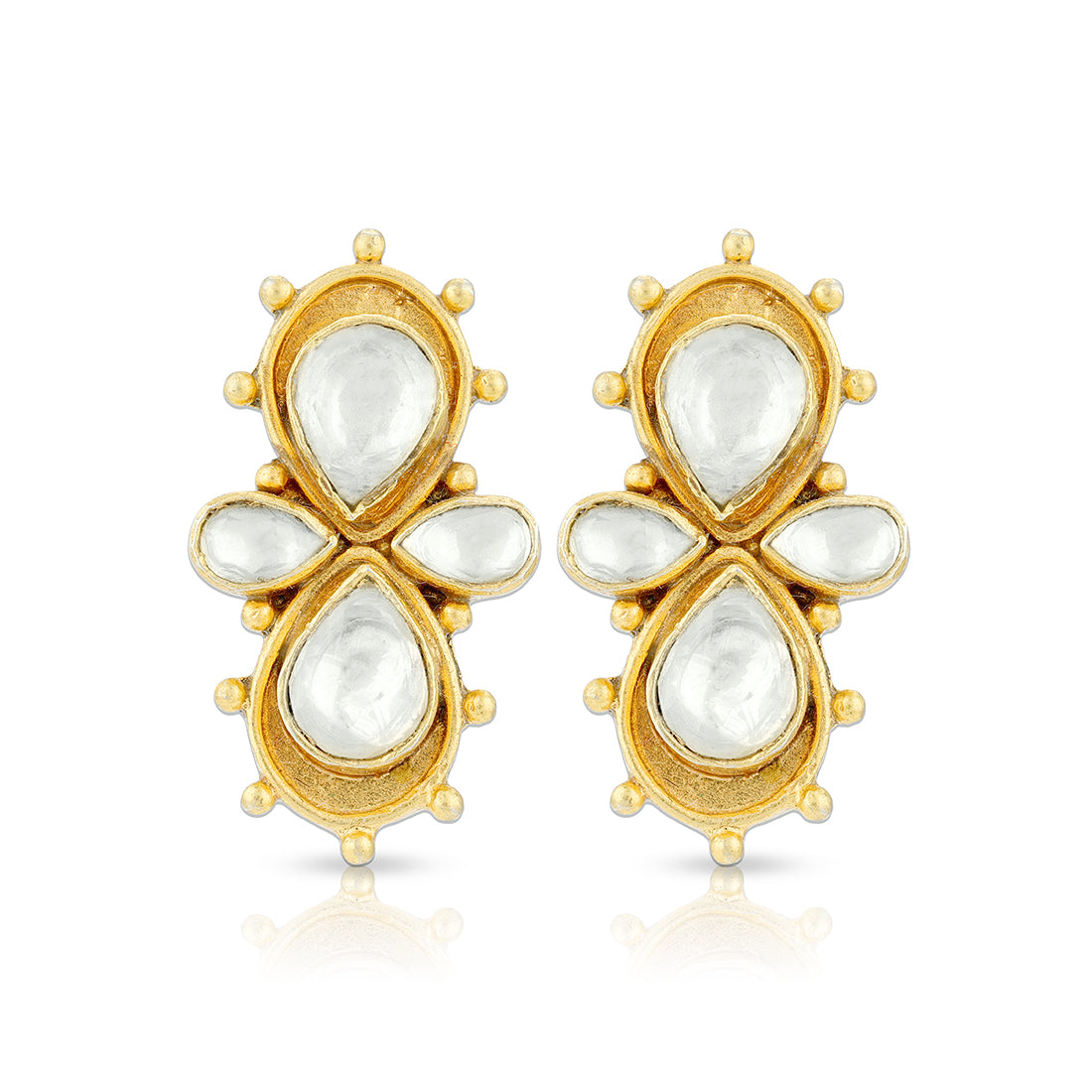 925 Sterling Silver Classic Elongated Vertical Kundan Earrings for Women