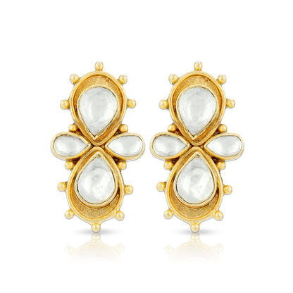 925 Sterling Silver Classic Elongated Vertical Kundan Earrings for Women