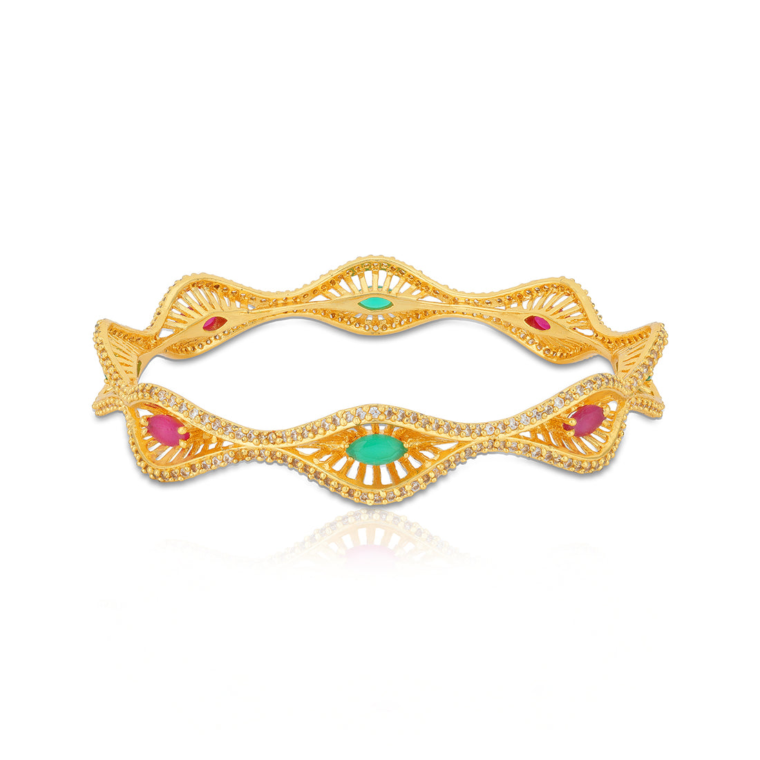 925 Sterling Silver Classic Wavy Stone Bangle for Women