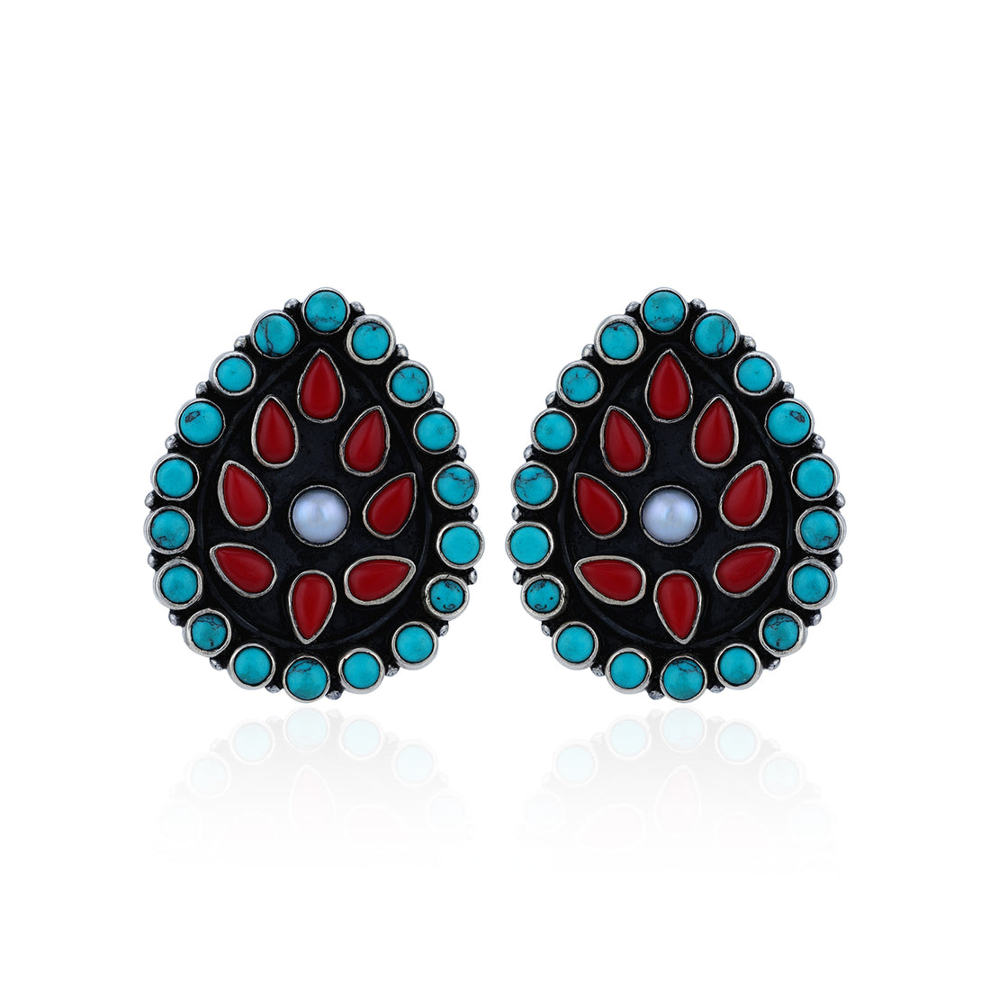 925 Sterling Silver Coral Pearl Teardrop Earrings for Women