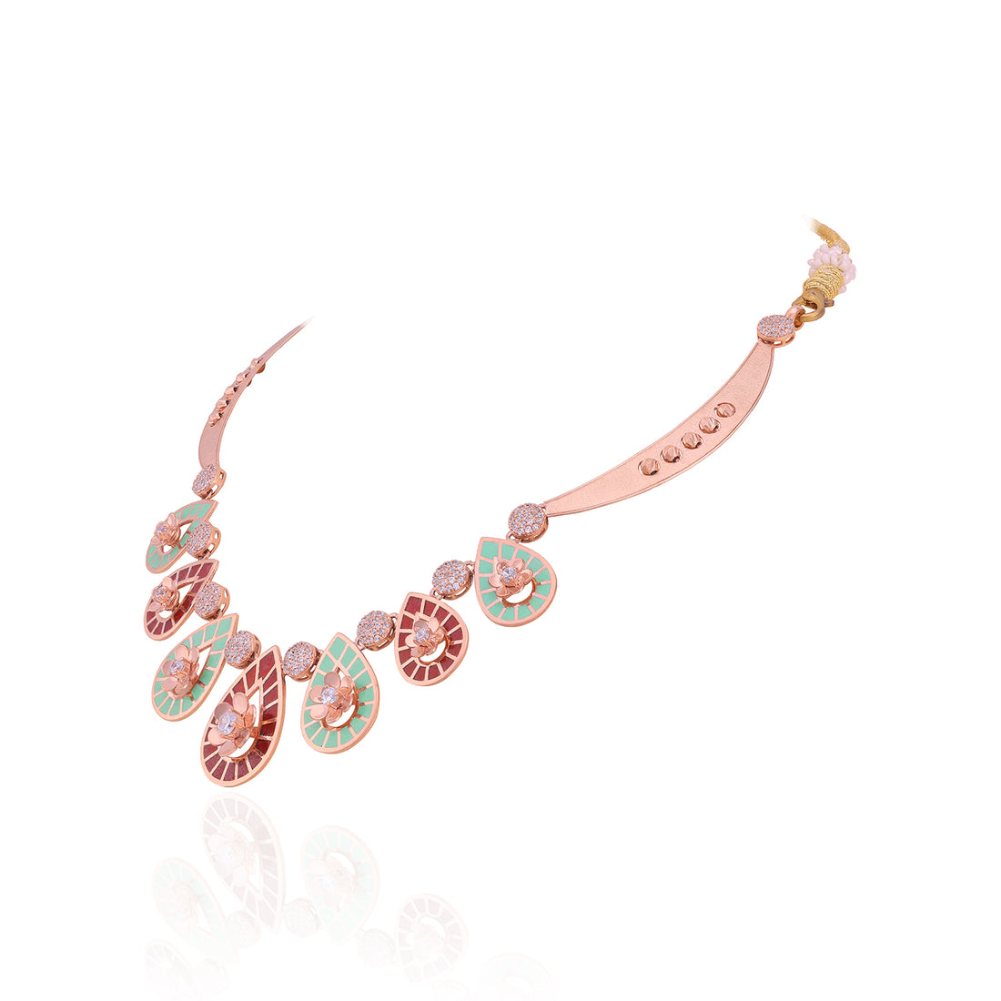 925 Sterling Silver Crescent Bloom Paisley Teardrop Necklace For Women