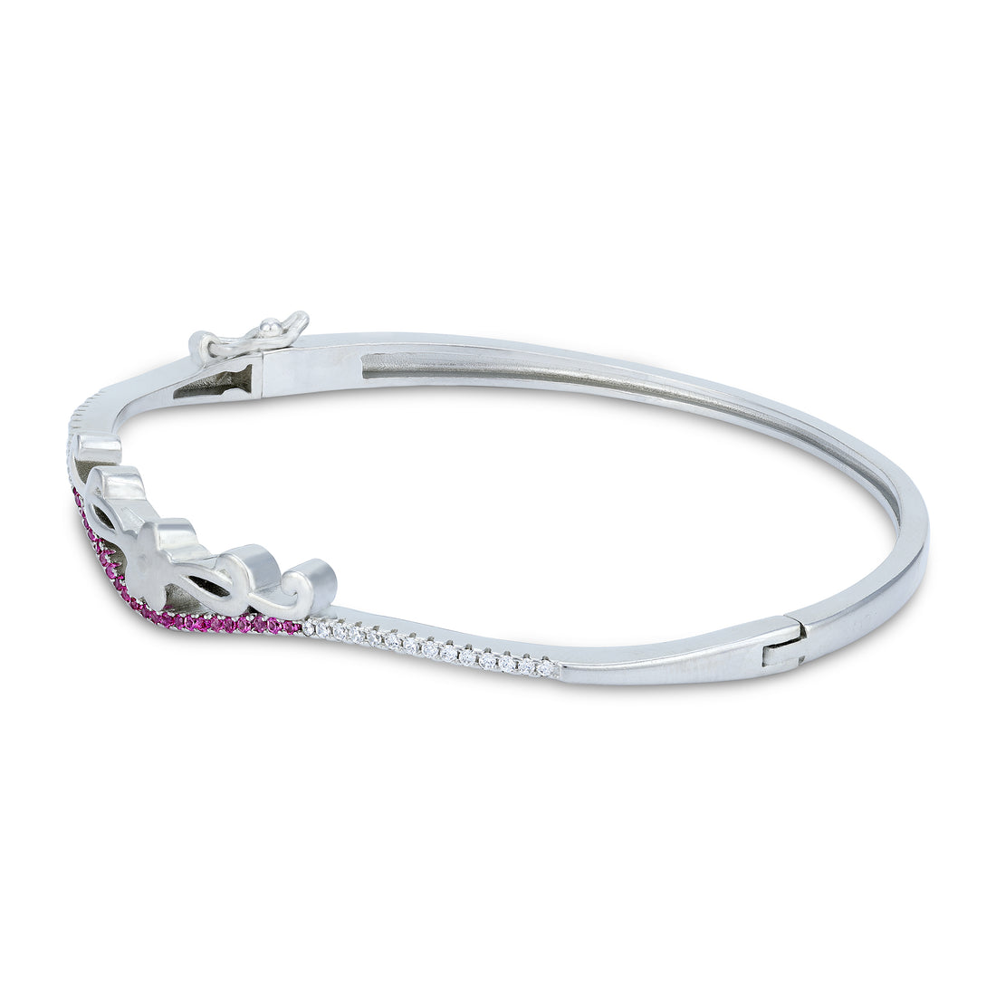 925 Sterling Silver Crown-Inspired Pink Accents Kada for Women