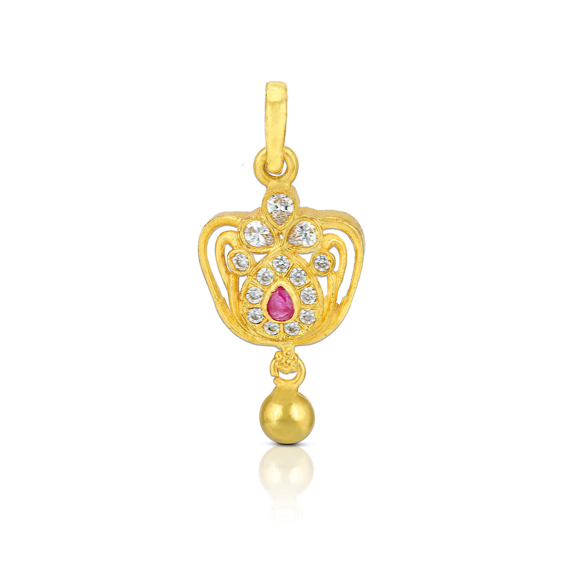 925 Sterling Silver Crown Motif Dangling Gold Balls Pendant For Women