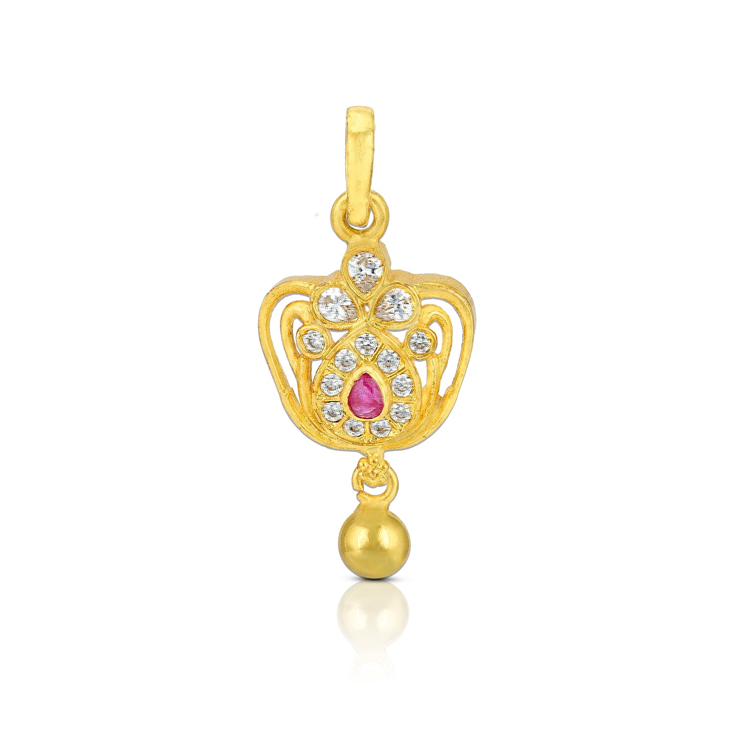 925 Sterling Silver Crown Motif Dangling Gold Balls Pendant For Women