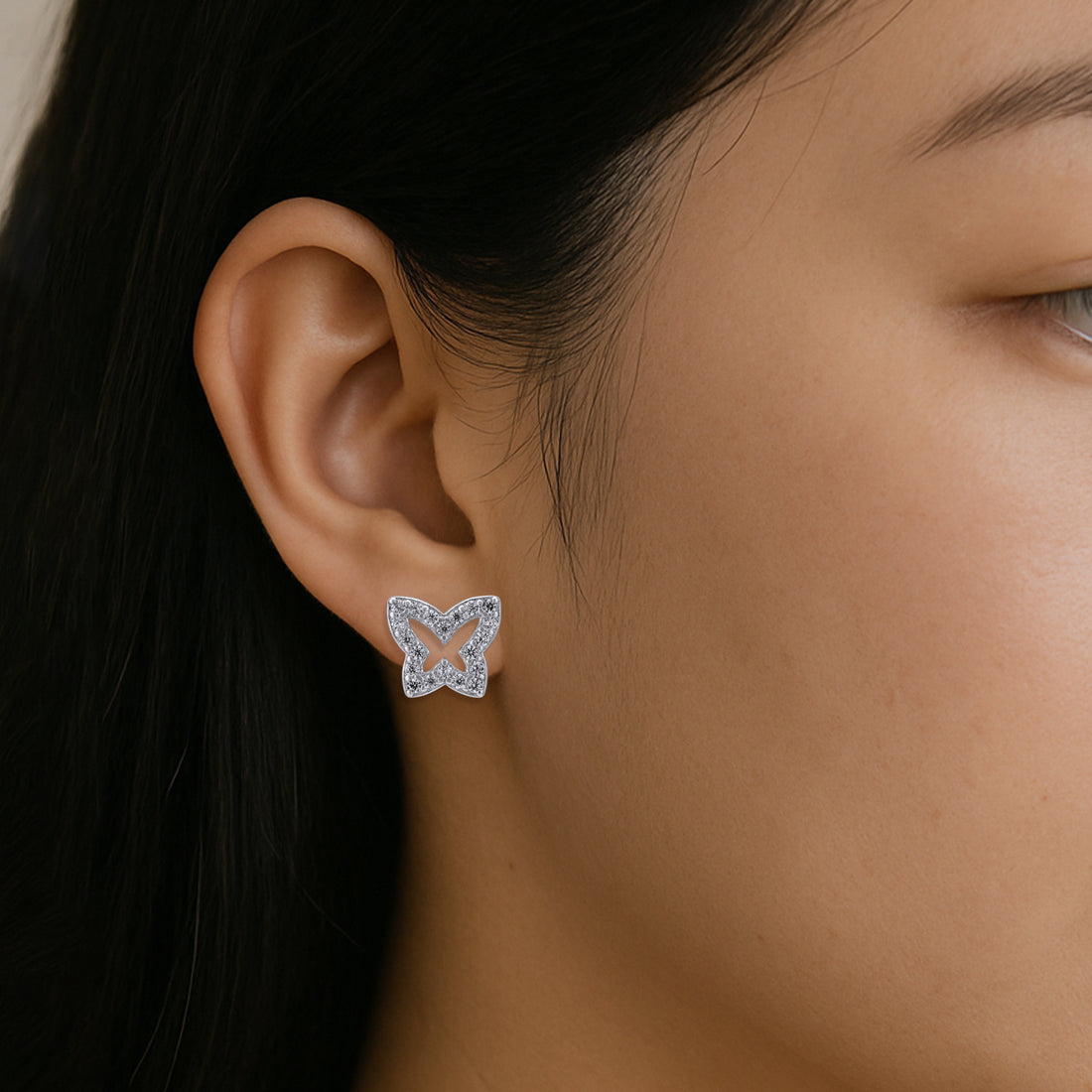 925 Sterling Silver Crystal Papillon Charm Earrings for Women