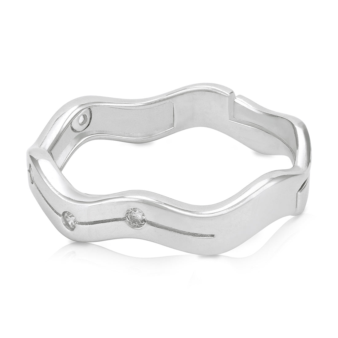 925 Sterling Silver Curved Chevron-Edge Ring for Women