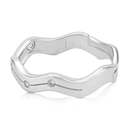 925 Sterling Silver Curved Chevron-Edge Ring for Women