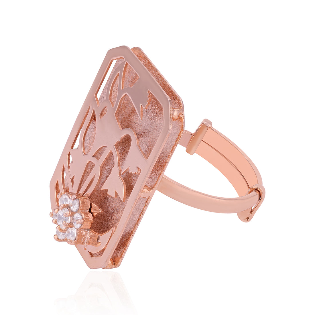 925 Sterling Silver Delicate Arc Floral Ring For Women
