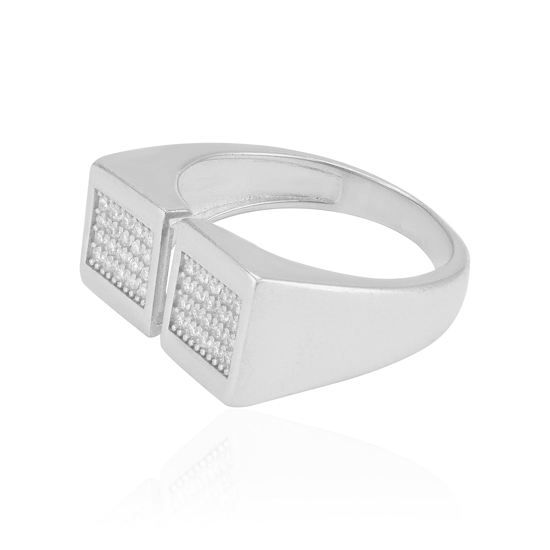925 Sterling Silver Diamond Axis Split Rhodium Plated Band for Men