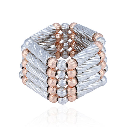 925 Sterling Silver Dual Tone Magnetic Trinity Bracelet Anklet Ring for Women