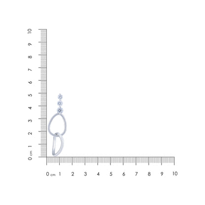 925 Sterling Silver Elegant Crystal Stud Interlinked Hoop Earring for Women